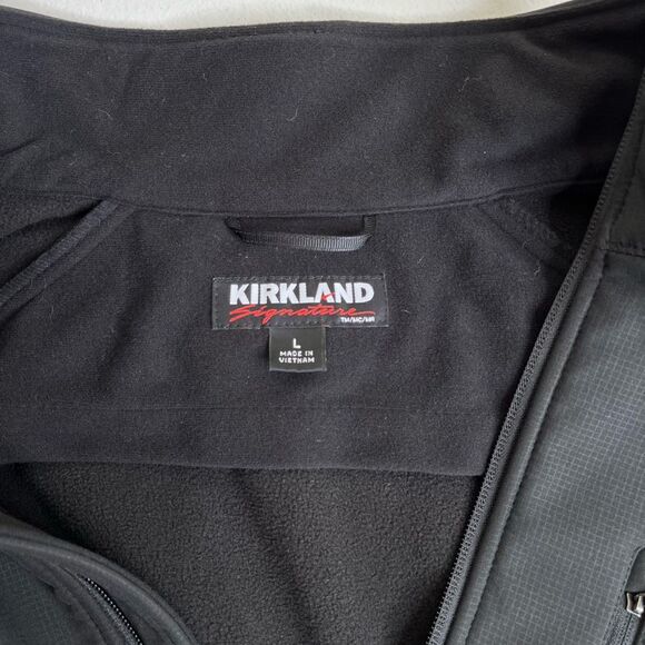 Kirkland Signature Soft Shell Black Jacket Water Resistant Pockets Men Large - Picture 8 of 12